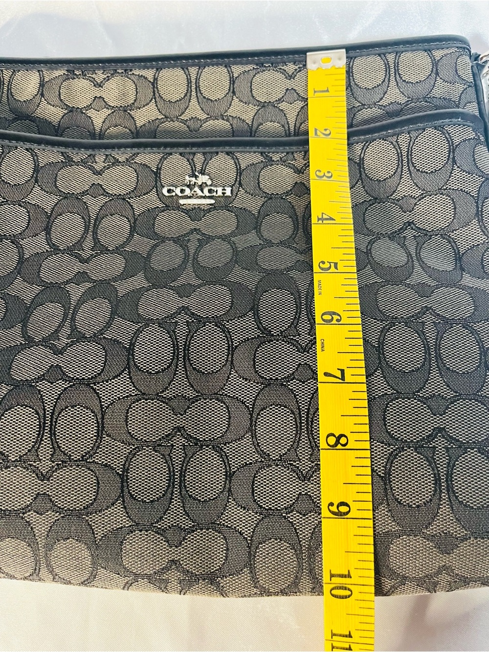 Coach Signature File Crossbody Bag F32203 Charcoal Black Jacquard Leather Trim - Picture 15 of 16
